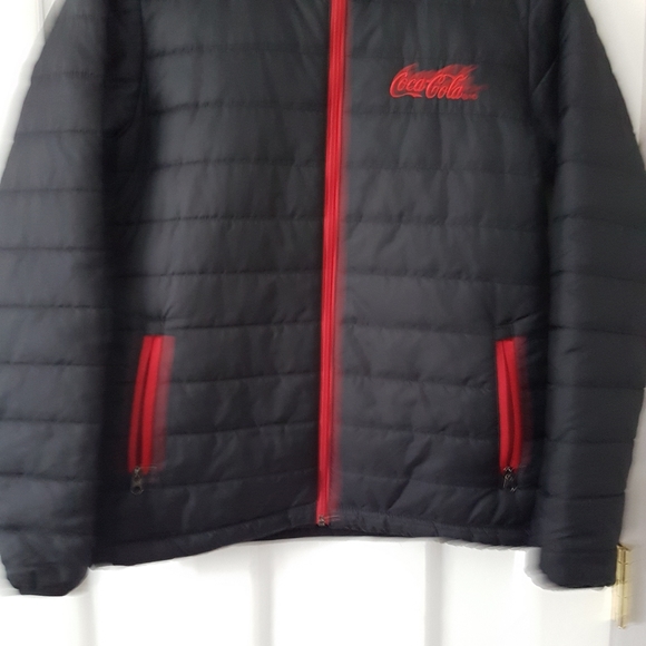 Coca Cola Puffer Embroidered Jacket Black Sz M - Picture 3 of 13